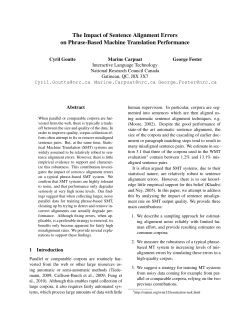 The Impact of Sentence Alignment Errors on Phrase