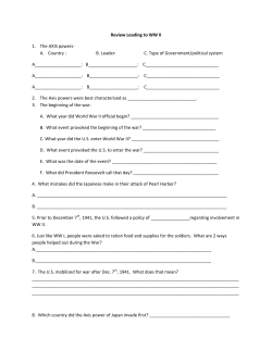 Review Leading to WW II 1. The AXIS powers