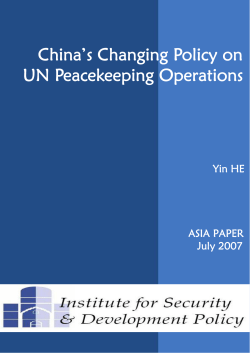 China`s Changing Policy on UN Peacekeeping Operations