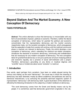 Beyond Statism And The Market Economy: A
