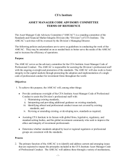 CFA Institute ASSET MANAGER CODE ADVISORY COMMITTEE