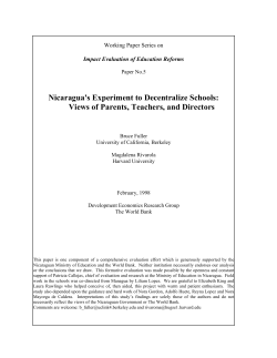 Nicaragua`s Experiment to Decentralize Schools: Views of Parents
