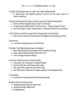 p. 122 1) Why did England want to take over New Netherland?