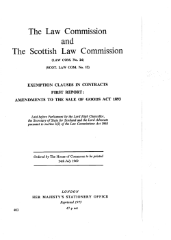 Exemption clauses in contracts. First report: Amendments to the Sale