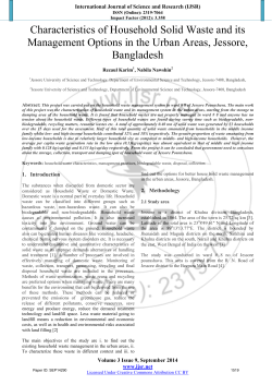 Characteristics of Household Solid Waste and its Management