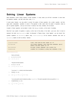 Solving Linear Systems