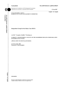 An IGSC "Geosphere Stability" Workshop on: Stability and Buffering