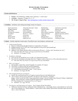 Study Guide - Congress Test - Adv US Gov Home