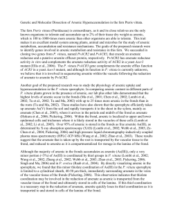 Genetic and Molecular Dissection of Arsenic