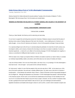 Holder Echoes Atticus Finch at &bdquo;To Kill a Mockingbird