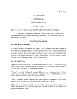 #443-16(3) CITY OF NEWTON IN CITY COUNCIL ORDINANCE NO