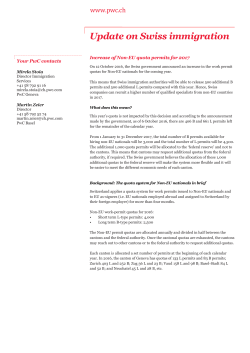 Update on Swiss immigration