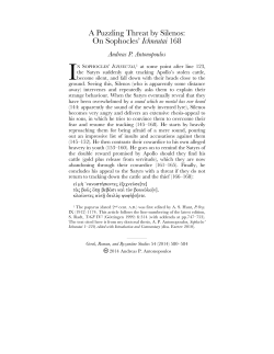 A Puzzling Threat by Silenos - Greek, Roman, and Byzantine Studies