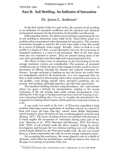 Part II. Soil Mottling, An Indicator of Saturation Dr. James L. Andersonl