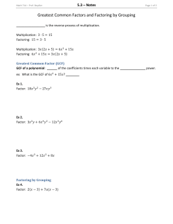 Greatest Common Factors and Factoring by Grouping