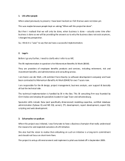 Karen`s notes - Cape Town SPIN