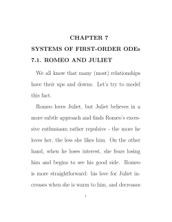 CHAPTER 7 SYSTEMS OF FIRST-ORDER ODEs 7.1. ROMEO AND