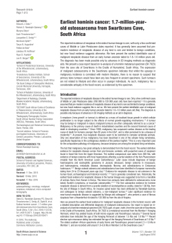 Earliest hominin cancer - South African Journal of Science