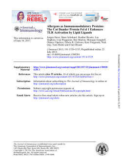 Allergens as Immunomodulatory Proteins: The Cat Dander Protein
