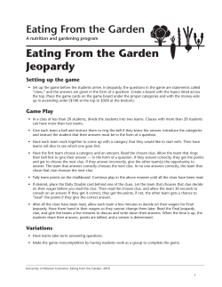 Eating From the Garden Jeopardy