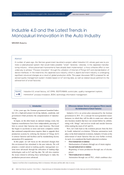 Industrie 4.0 and the Latest Trends in Monozukuri