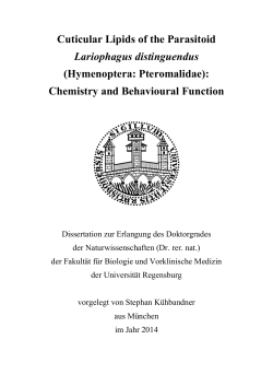 Cuticular Lipids of the Parasitoid Lariophagus distinguendus
