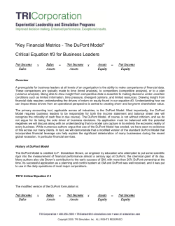 Key Financial Metrics - The DuPont Model
