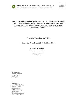 Investigation into the effects of gambling game characteristics, PIDs