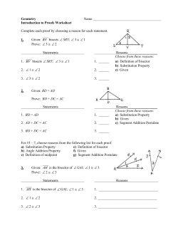 Introduction to Proofs Worksheet Complete each proof by choosing