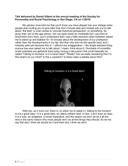 1 | Page Talk delivered by Daniel Gilbert at the annual meeting of