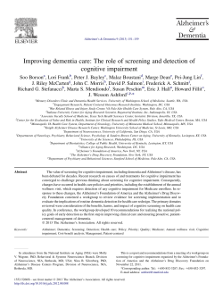 Improving dementia care: The role of screening and