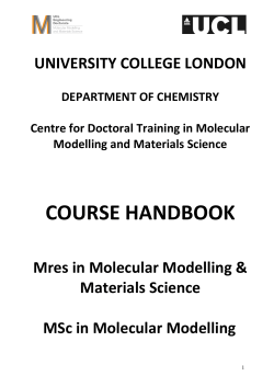 “Molecular Modelling and Materials Simulation” EngD programme