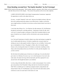 Close Reading: excerpt from &ldquo;The Euphio Question&rdquo; by Kurt Vonnegut