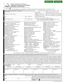 Form 1716 Application for Missouri Personalized and Special