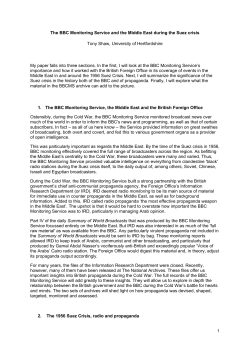 1 The BBC Monitoring Service and the Middle East during the Suez