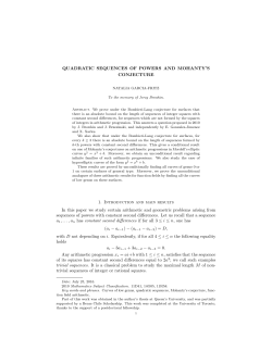 QUADRATIC SEQUENCES OF POWERS AND MOHANTY`S