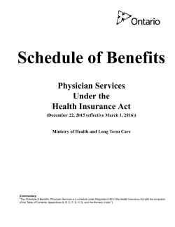 Schedule of Benefits - Southeastern Ontario Academic Medical
