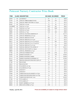 Patuxent Nursery Contractor Price Book