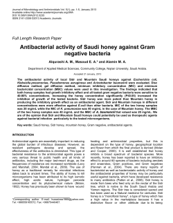 Antibacterial activity of Saudi honey against Gram negative bacteria