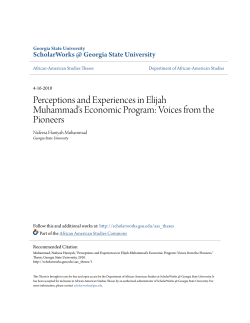 Perceptions and Experiences in Elijah Muhammad`s Economic