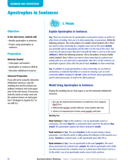 Apostrophes in Sentences - Benchmark Writer`s Workshop