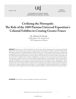 Civilizing the Metropole: The Role of the 1889 Parisian Universal