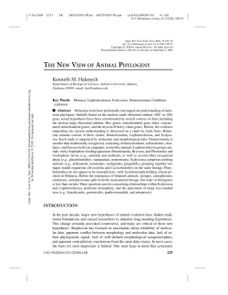 THE NEW VIEW OF ANIMAL PHYLOGENY