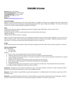 ENGLISH 8 Green - Lindbergh School District