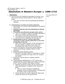 Absolutism in Western Europe: c. 1589-1715