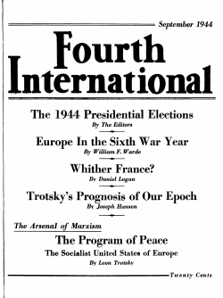The 1944 Presidential Elections Europe In the Sixth War Year