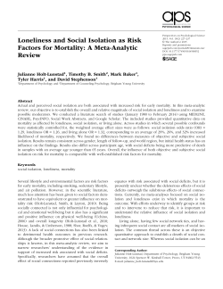 Loneliness and Social Isolation as Risk Factors for Mortality: A Meta