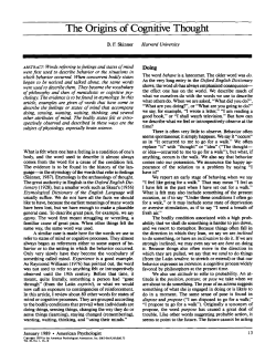 The Origins of Cognitive Thought