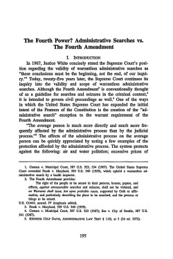 The Fourth Power? Administrative Searches vs. The