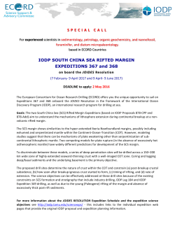 SPECIAL CALL IODP SOUTH CHINA SEA RIFTED MARGIN